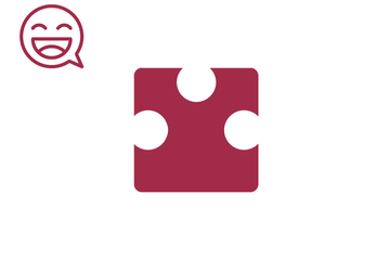 Dunkelrotes Puzzleteil mit Icon Smiley