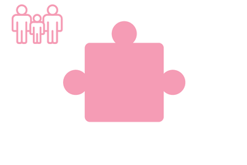 Rosafarbenes Puzzleteil mit Icon Familie