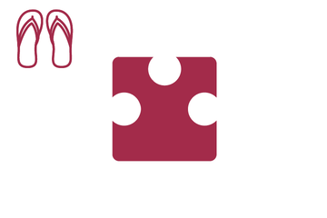 Dunkelrotes Puzzleteil mit Icon Flip Flops