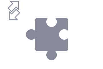 Dunkelgraues Puzzleteil mit Icon Austausch