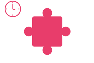 Pinkfarbenes Puzzleteil mit Icon Uhr