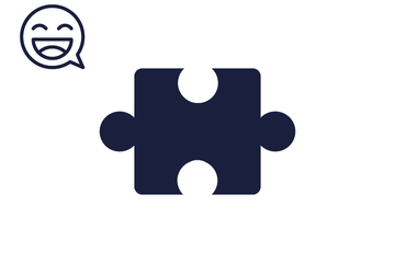 Dunkelblaues Puzzleteil mit Icon Smiley