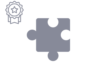 Dunkelgraues Puzzleteil mit Icon Prämie