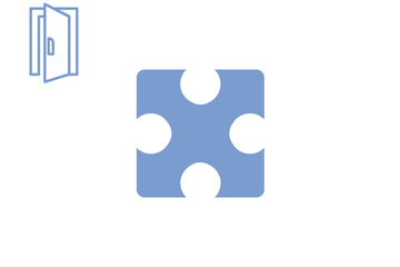 Hellblaues Puzzleteil mit Icon offene Tür