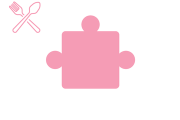 Rosa Puzzleteil mit Icon Besteck