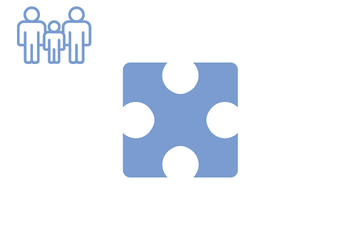 Hellblaues Puzzleteil mit Icon Familie