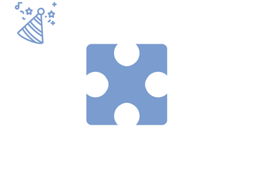 Hellblaues Puzzleteil mit Icon Partyhut