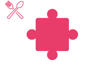 Pinkes Puzzleteil mit Icon Besteck
